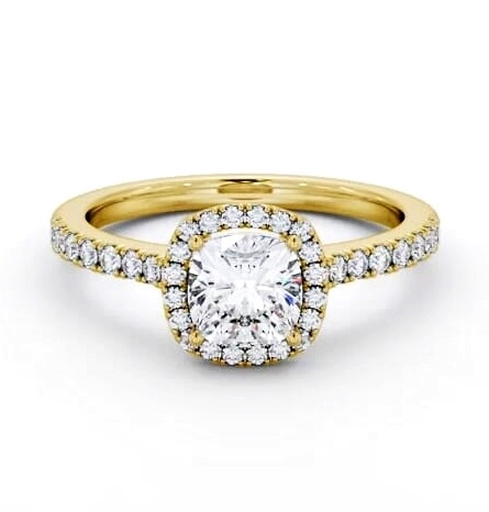 Halo Cushion Diamond Classic Engagement Ring 18K Yellow Gold ENCU47_YG_THUMB1