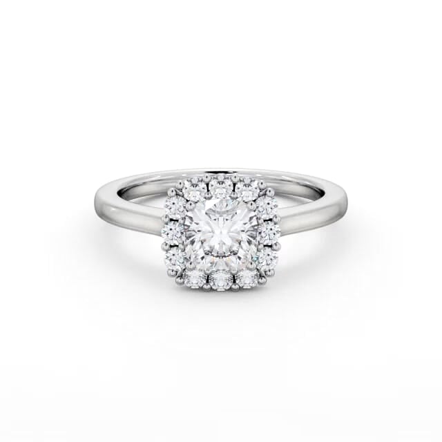 Halo Cushion Diamond Engagement Ring 18K White Gold - Chloe ENCU48_WG_HAND