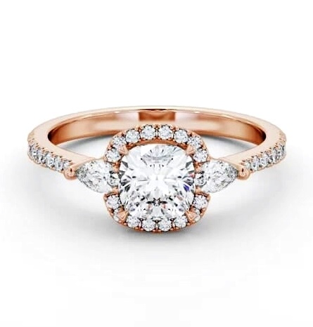 Halo Cushion with Pear Diamond Engagement Ring 9K Rose Gold ENCU49_RG_THUMB1