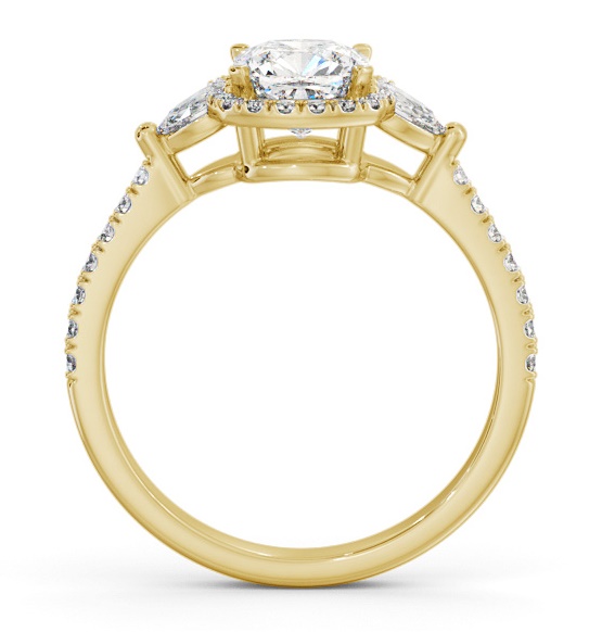 Halo Cushion with Pear Diamond Engagement Ring 18K Yellow Gold ENCU49_YG_THUMB1 