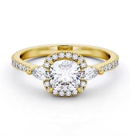Halo Cushion with Pear Diamond Engagement Ring 18K Yellow Gold ENCU49_YG_THUMB1