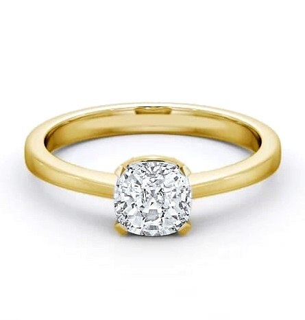Cushion Diamond Box Setting Engagement Ring 18K Yellow Gold Solitaire ENCU4_YG_THUMB1