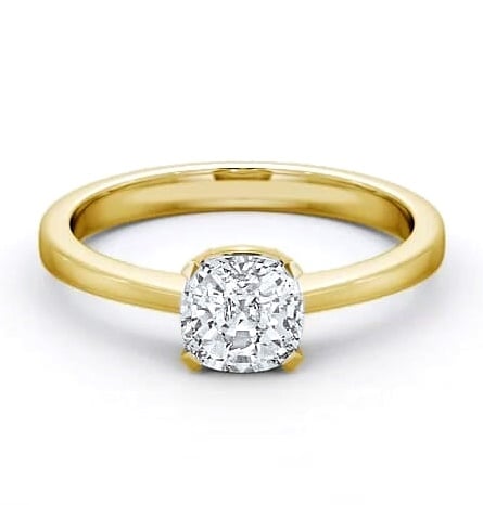 Cushion Diamond Box Setting Engagement Ring 18K Yellow Gold Solitaire ENCU4_YG_THUMB2 
