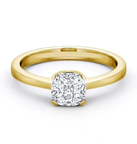 Cushion Diamond Box Setting Engagement Ring 18K Yellow Gold Solitaire ENCU4_YG_THUMB2 