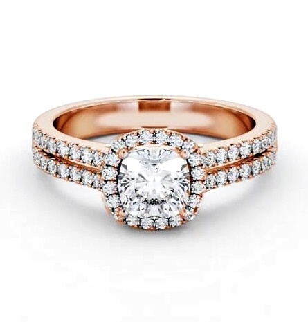 Halo Cushion Diamond Split Band Engagement Ring 9K Rose Gold ENCU50_RG_THUMB1