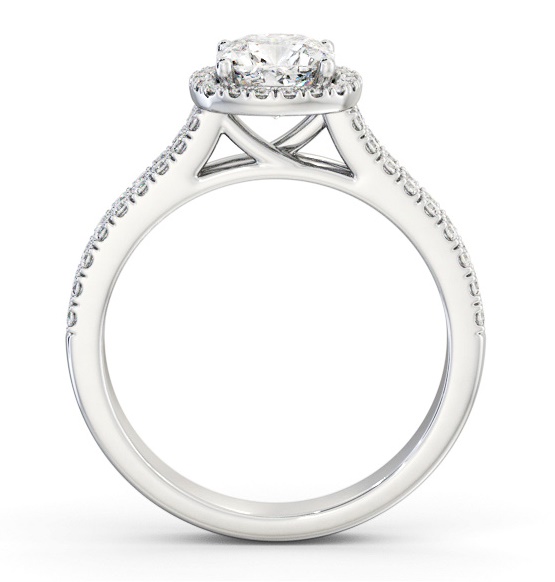 Halo Cushion Diamond Split Band Engagement Ring 18K White Gold ENCU50_WG_THUMB1 