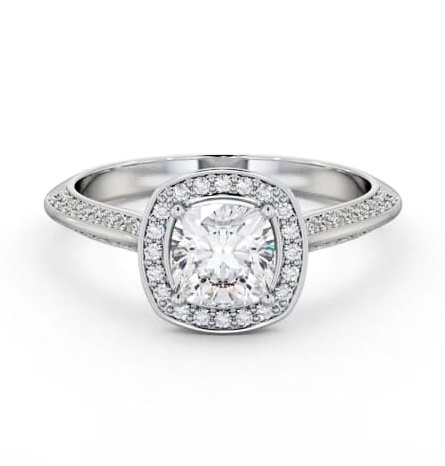 Halo Cushion Diamond with Knife Edge Band Engagement Ring 18K White Gold ENCU51_WG_THUMB2 