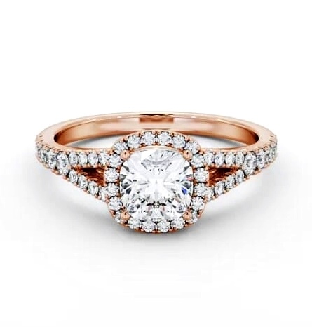 Halo Cushion Diamond Split Band Engagement Ring 18K Rose Gold ENCU52_RG_THUMB1