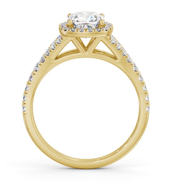 Halo Cushion Diamond Split Band Engagement Ring 18K Yellow Gold ENCU52_YG_THUMB1 