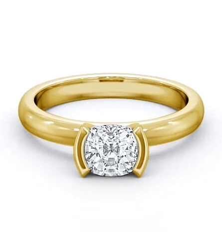 Cushion Diamond East West Tension Set Ring 9K Yellow Gold Solitaire ENCU5_YG_THUMB1