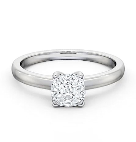 Cushion Diamond Classic 4 Prong Engagement Ring Platinum Solitaire ENCU6_WG_THUMB1