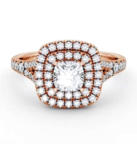 Halo Cushion Diamond Double Row Engagement Ring 9K Rose Gold ENCU7_RG_THUMB1
