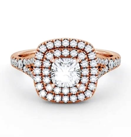 Halo Cushion Diamond Double Row Engagement Ring 9K Rose Gold ENCU7_RG_THUMB2 
