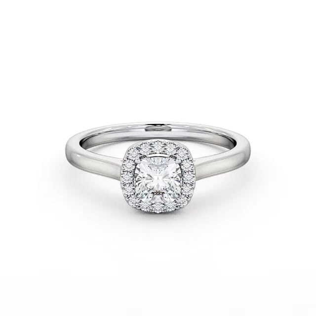 Halo Cushion Diamond Engagement Ring 18K White Gold - Maisy ENCU8_WG_HAND