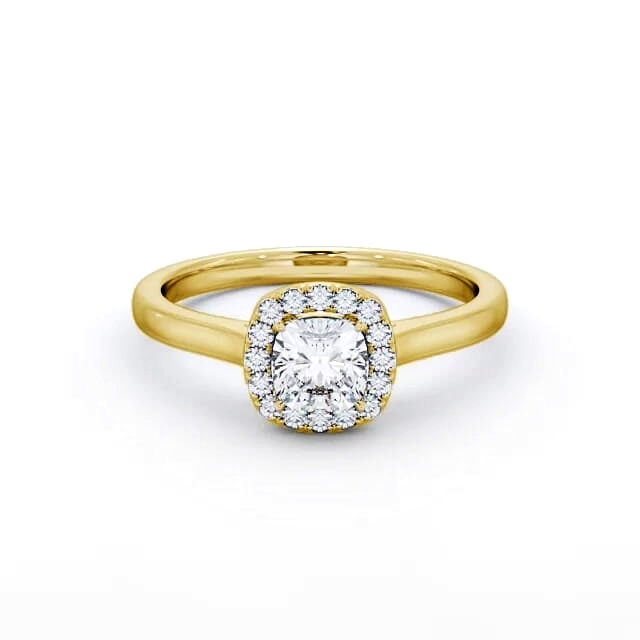 Halo Cushion Diamond Engagement Ring 18K Yellow Gold - Maisy ENCU8_YG_HAND