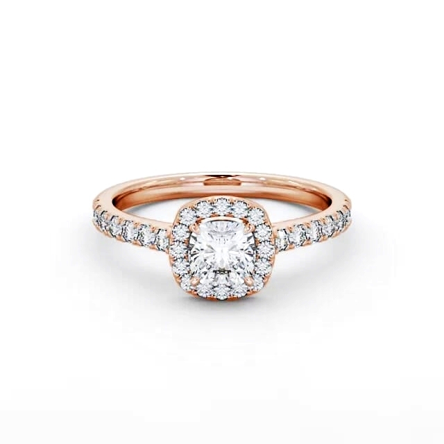 Halo Cushion Diamond Engagement Ring 18K Rose Gold - Alara ENCU9_RG_HAND