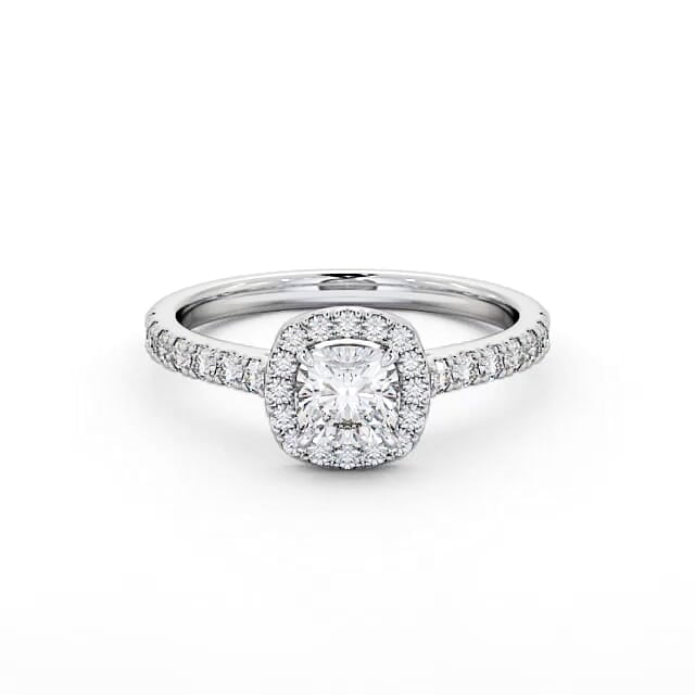Halo Cushion Diamond Engagement Ring 18K White Gold - Alara ENCU9_WG_HAND
