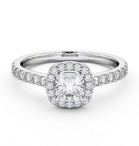 Halo Cushion Diamond Classic Engagement Ring 18K White Gold ENCU9_WG_THUMB2 