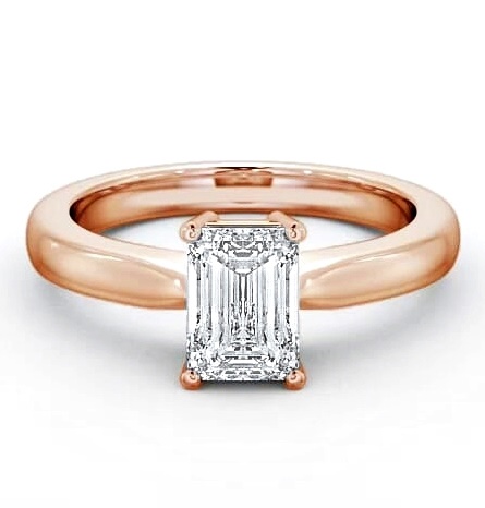 Emerald Diamond Box Setting Engagement Ring 18K Rose Gold Solitaire ENEM10_RG_THUMB1