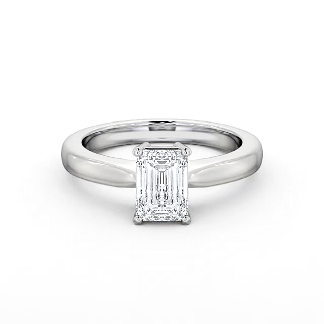 Emerald Diamond Engagement Ring 18K White Gold Solitaire - Ziana ENEM10_WG_HAND