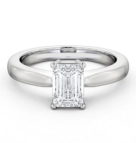 Emerald Diamond Box Setting Engagement Ring 9K White Gold Solitaire ENEM10_WG_THUMB1