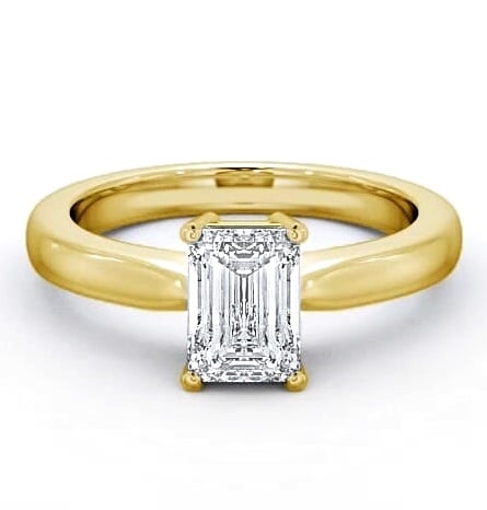 Emerald Diamond Box Setting Engagement Ring 18K Yellow Gold Solitaire ENEM10_YG_THUMB2 