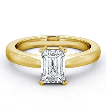 Emerald Diamond Box Setting Engagement Ring 9K Yellow Gold Solitaire ENEM10_YG_THUMB1