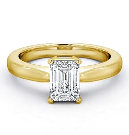 Emerald Diamond Box Setting Engagement Ring 18K Yellow Gold Solitaire ENEM10_YG_THUMB2 