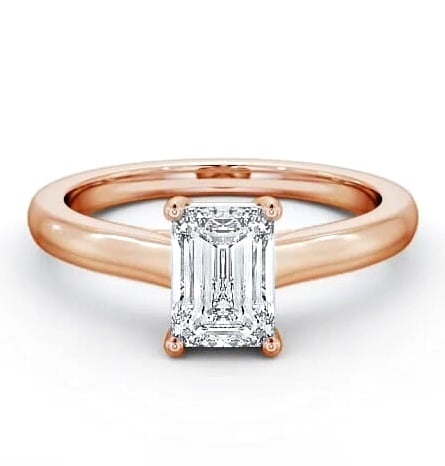 Emerald Diamond Trellis Style Engagement Ring 9K Rose Gold Solitaire ENEM11_RG_THUMB2 