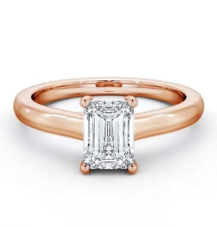 Emerald Diamond Trellis Style Engagement Ring 18K Rose Gold Solitaire ENEM11_RG_THUMB1