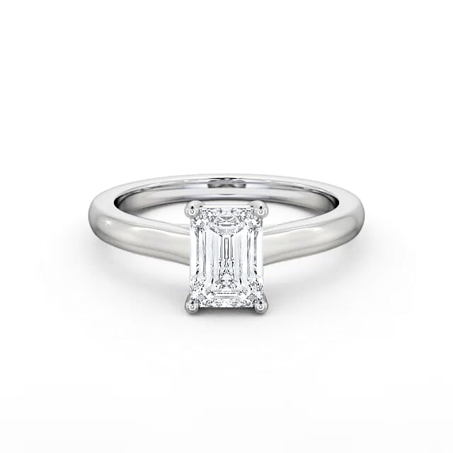 Emerald Diamond Engagement Ring Palladium Solitaire - Roxanna ENEM11_WG_HAND