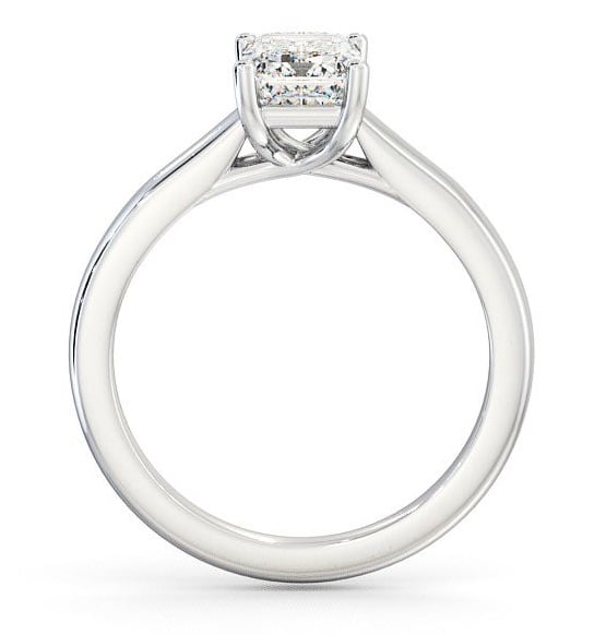 Emerald Diamond Trellis Style Engagement Ring 18K White Gold Solitaire ENEM11_WG_THUMB1