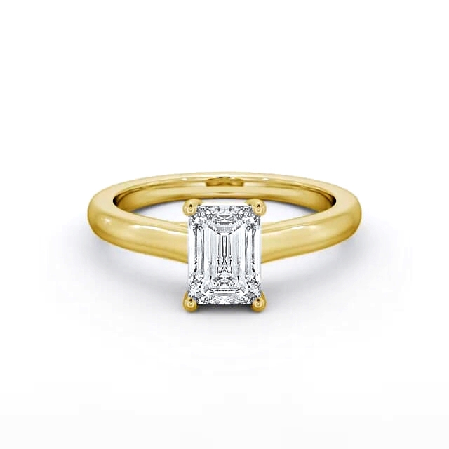 Emerald Diamond Engagement Ring 9K Yellow Gold Solitaire - Roxanna ENEM11_YG_HAND