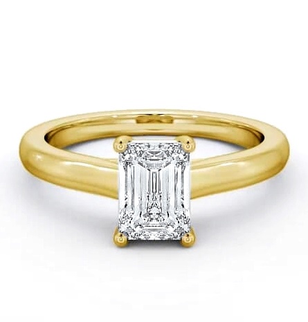 Emerald Diamond Trellis Style Engagement Ring 9K Yellow Gold Solitaire ENEM11_YG_THUMB1