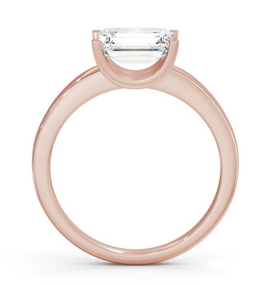 Emerald Diamond East West Design Engagement Ring 18K Rose Gold Solitaire ENEM12_RG_THUMB1