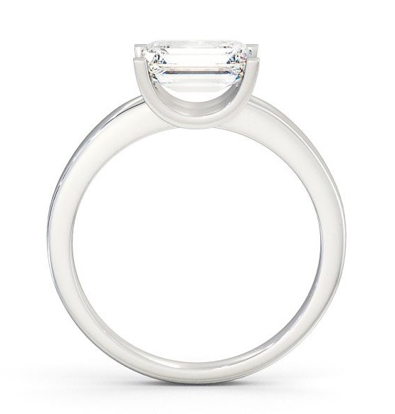 Emerald Diamond East West Design Engagement Ring 18K White Gold Solitaire ENEM12_WG_THUMB1