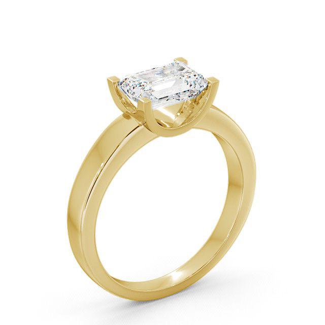 Emerald Diamond Engagement Ring 18K Yellow Gold Solitaire - Lilianna ENEM12_YG_HAND