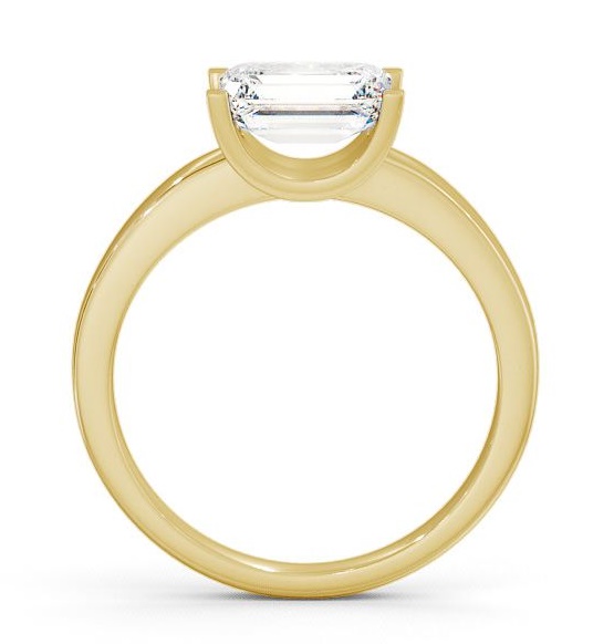 Emerald Diamond East West Design Engagement Ring 9K Yellow Gold Solitaire ENEM12_YG_THUMB1