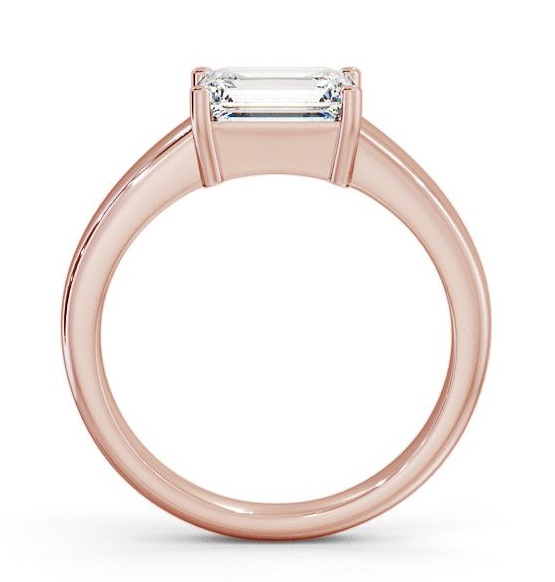 Emerald Diamond East West Design Engagement Ring 18K Rose Gold Solitaire ENEM13_RG_THUMB1
