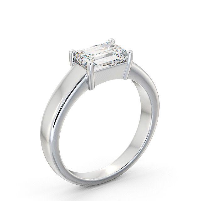 Emerald Diamond Engagement Ring Platinum Solitaire - Coralie ENEM13_WG_HAND