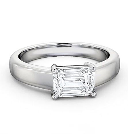 Emerald Diamond East West Design Engagement Ring Palladium Solitaire ENEM13_WG_THUMB2 