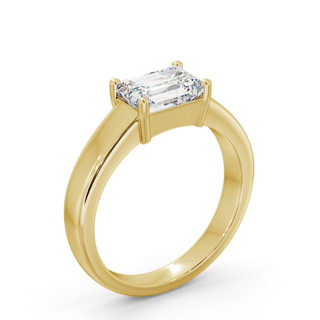 Emerald Diamond Engagement Ring 18K Yellow Gold Solitaire - Coralie ENEM13_YG_HAND