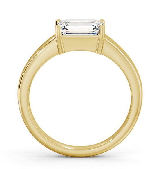 Emerald Diamond East West Design Engagement Ring 9K Yellow Gold Solitaire ENEM13_YG_THUMB1