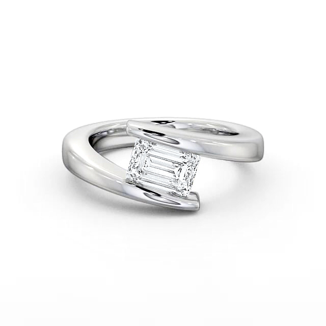 Emerald Diamond Engagement Ring Platinum Solitaire - Maycie ENEM14_WG_HAND
