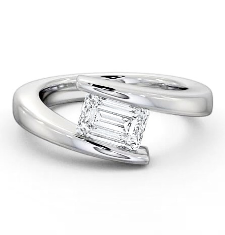 Emerald Diamond Sweeping Tension Set Ring Platinum Solitaire ENEM14_WG_THUMB2 