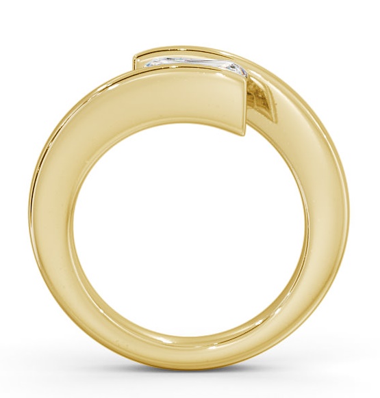 Emerald Diamond Sweeping Tension Set Engagement Ring 9K Yellow Gold Solitaire ENEM14_YG_THUMB1