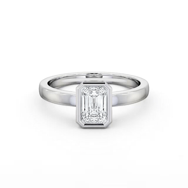Emerald Diamond Engagement Ring 9K White Gold Solitaire - Nancy ENEM15_WG_HAND