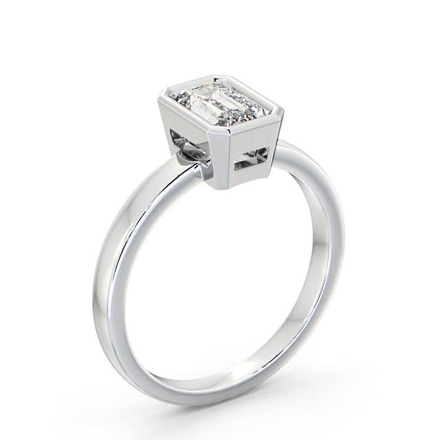 Emerald Diamond Engagement Ring 18K White Gold Solitaire - Nancy ENEM15_WG_HAND