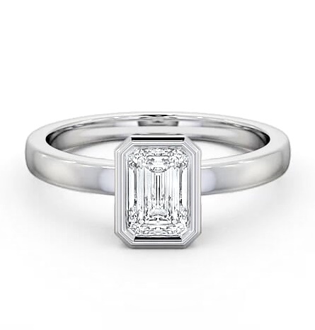 Emerald Diamond Open Bezel Engagement Ring 9K White Gold Solitaire ENEM15_WG_THUMB1