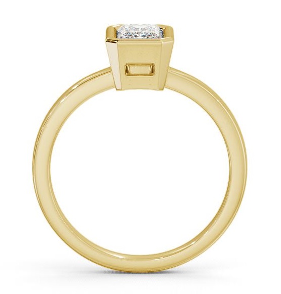 Emerald Diamond Open Bezel Engagement Ring 9K Yellow Gold Solitaire ENEM15_YG_THUMB1